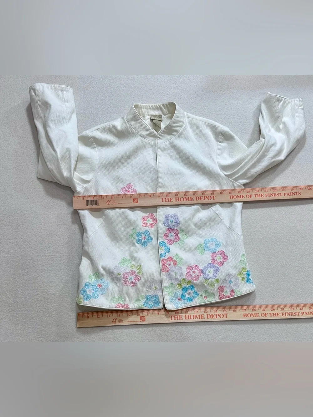 Sigrid Olsen White Jacket with Pastel Floral Embroidery - Picture 6 of 16